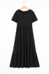 Effortless Solid High Waist Pocketed Short Sleeve Maxi T Shirt Dress